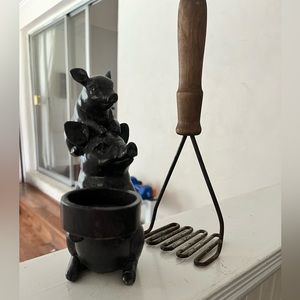 Farmhouse votive, vintage potato smasher